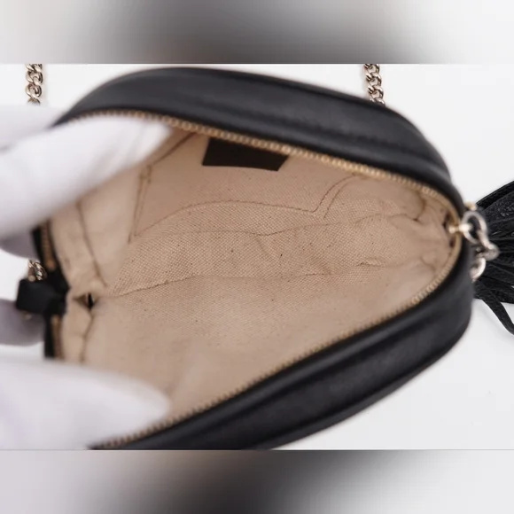 CD07 💖 GUCCI Metallic Pebbled Calfskin Mini Soho Chain Bag - Picture 13 of 15